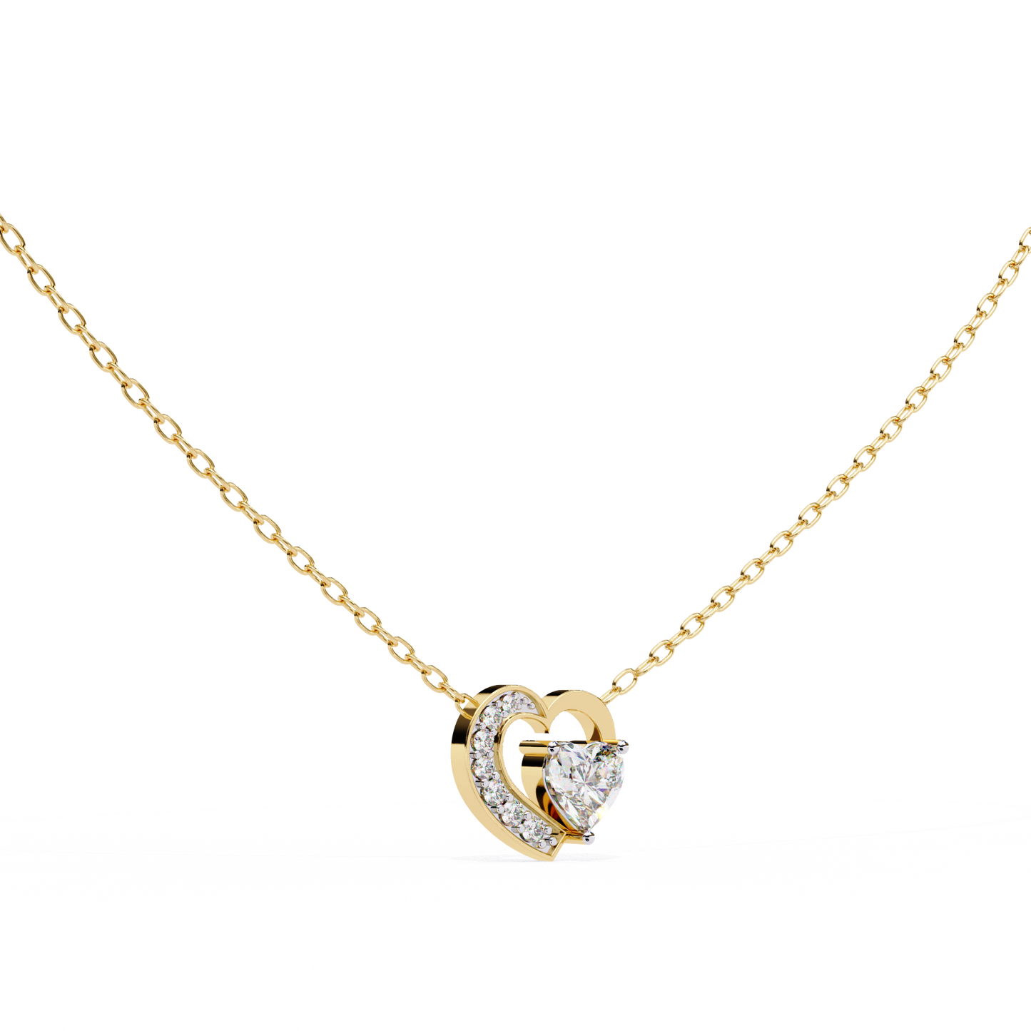 Heart-Shaped Diamond Pendant in Two-Tone Gold- 0.89 Ct