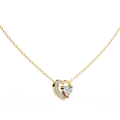 Heart-Shaped Diamond Pendant in Two-Tone Gold- 0.89 Ct