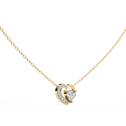 Heart-Shaped Diamond Pendant in Two-Tone Gold- 0.89 Ct