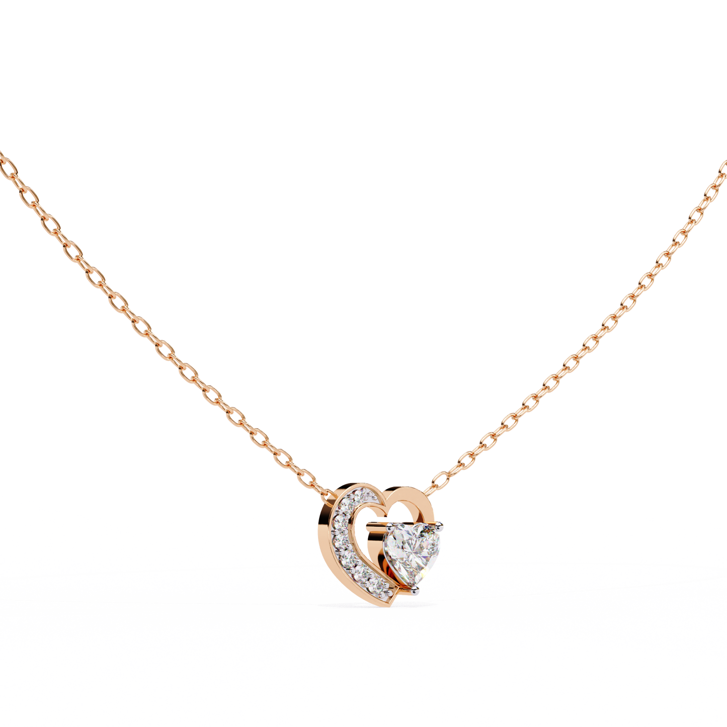 Heart-Shaped Diamond Pendant in Two-Tone Gold- 0.89 Ct