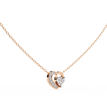 Heart-Shaped Diamond Pendant in Two-Tone Gold- 0.89 Ct