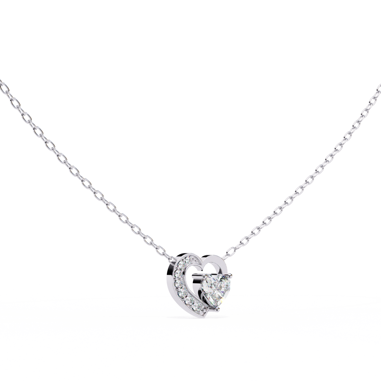 Heart-Shaped Diamond Pendant in Two-Tone Gold- 0.89 Ct