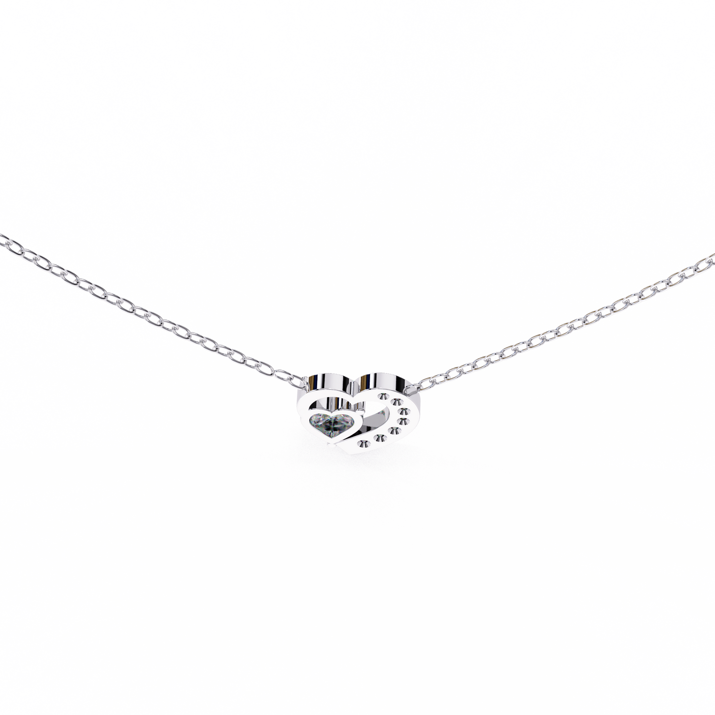 Heart-Shaped Diamond Pendant in Two-Tone Gold- 0.89 Ct