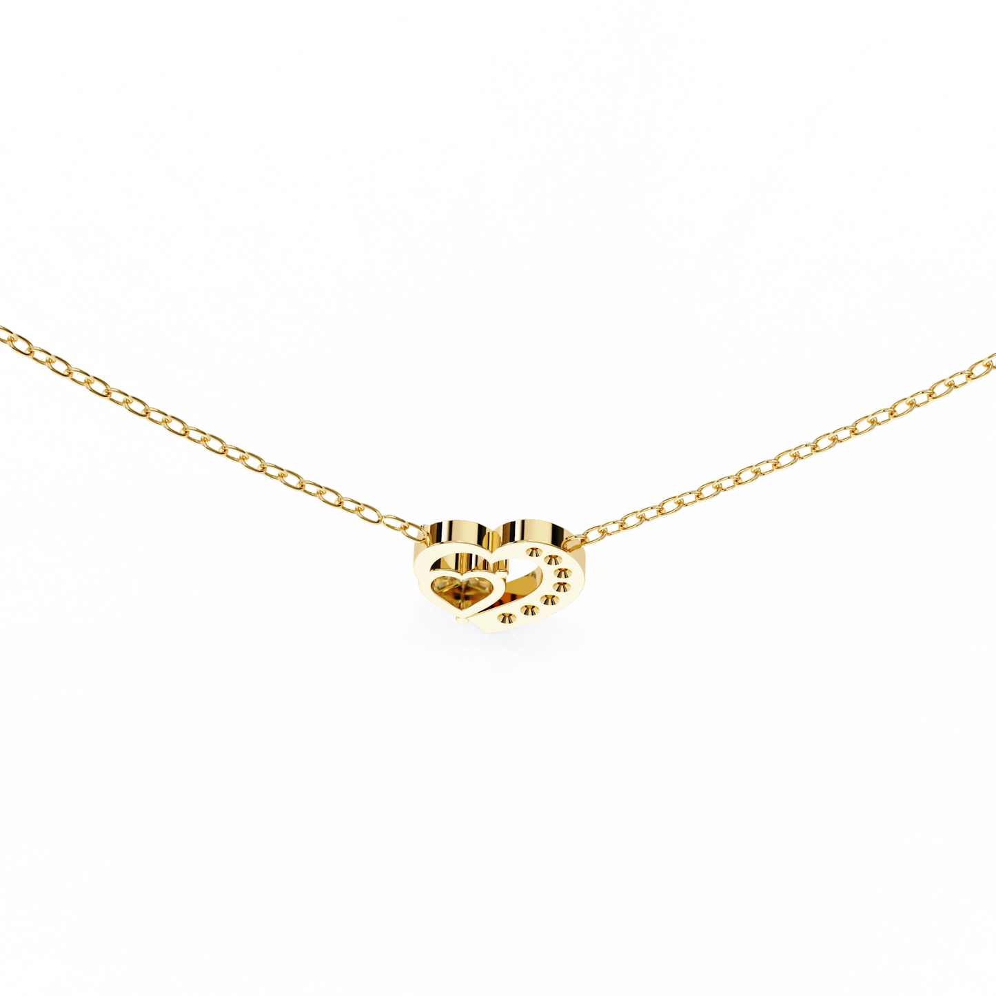 Heart-Shaped Diamond Pendant in Two-Tone Gold- 0.89 Ct