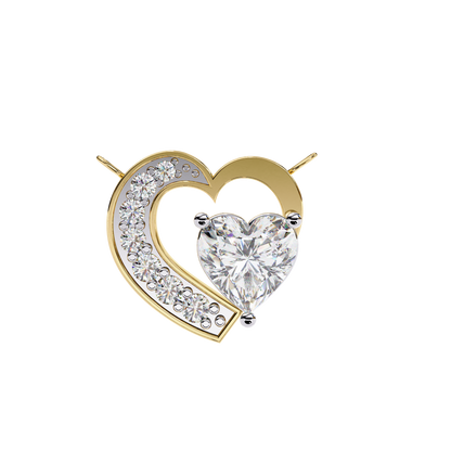 Heart-Shaped Diamond Pendant in Two-Tone Gold- 0.89 Ct