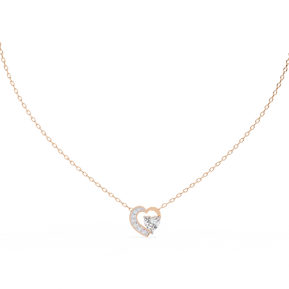 Heart-Shaped Diamond Pendant in Two-Tone Gold- 0.89 Ct