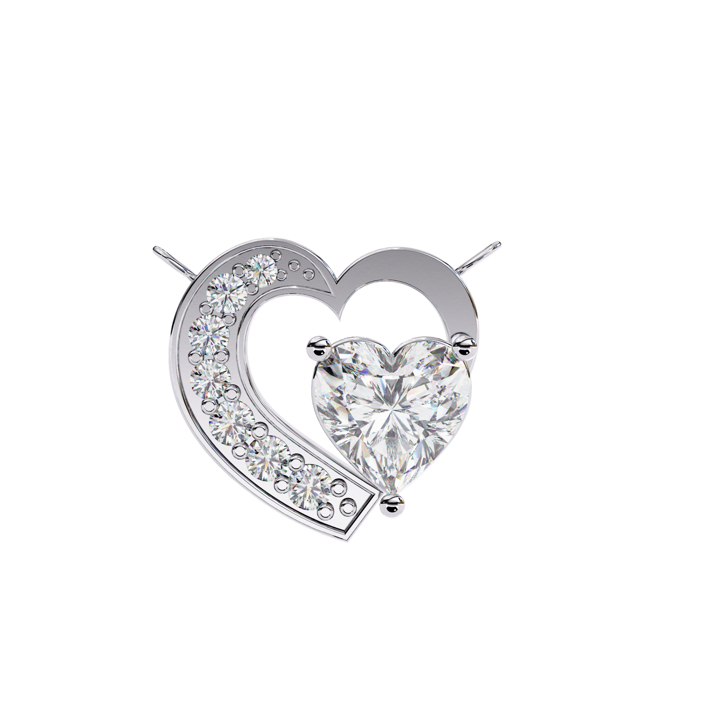 Heart-Shaped Diamond Pendant in Two-Tone Gold- 0.89 Ct