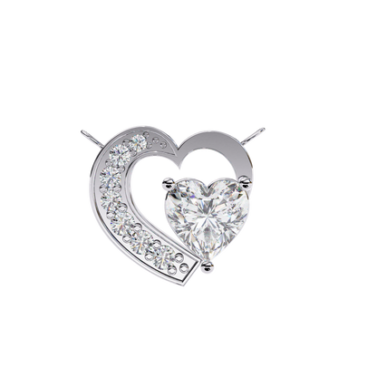 Heart-Shaped Diamond Pendant in Two-Tone Gold- 0.89 Ct