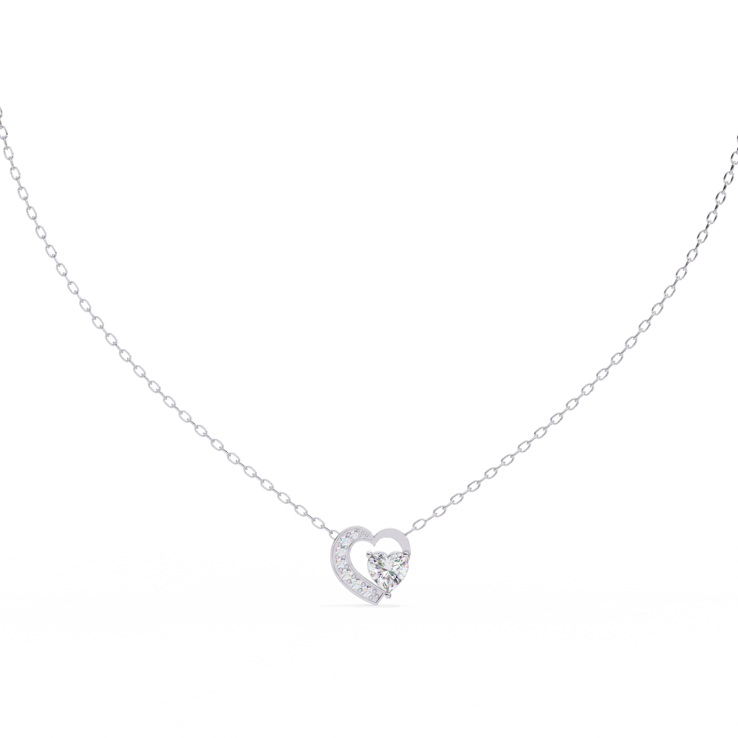 Heart-Shaped Diamond Pendant in Two-Tone Gold- 0.89 Ct