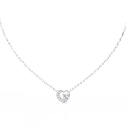 Heart-Shaped Diamond Pendant in Two-Tone Gold- 0.89 Ct