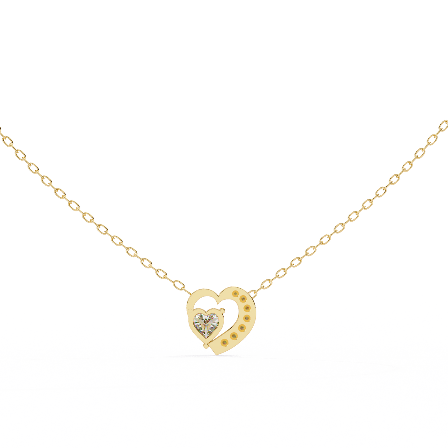 Heart-Shaped Diamond Pendant in Two-Tone Gold- 0.89 Ct
