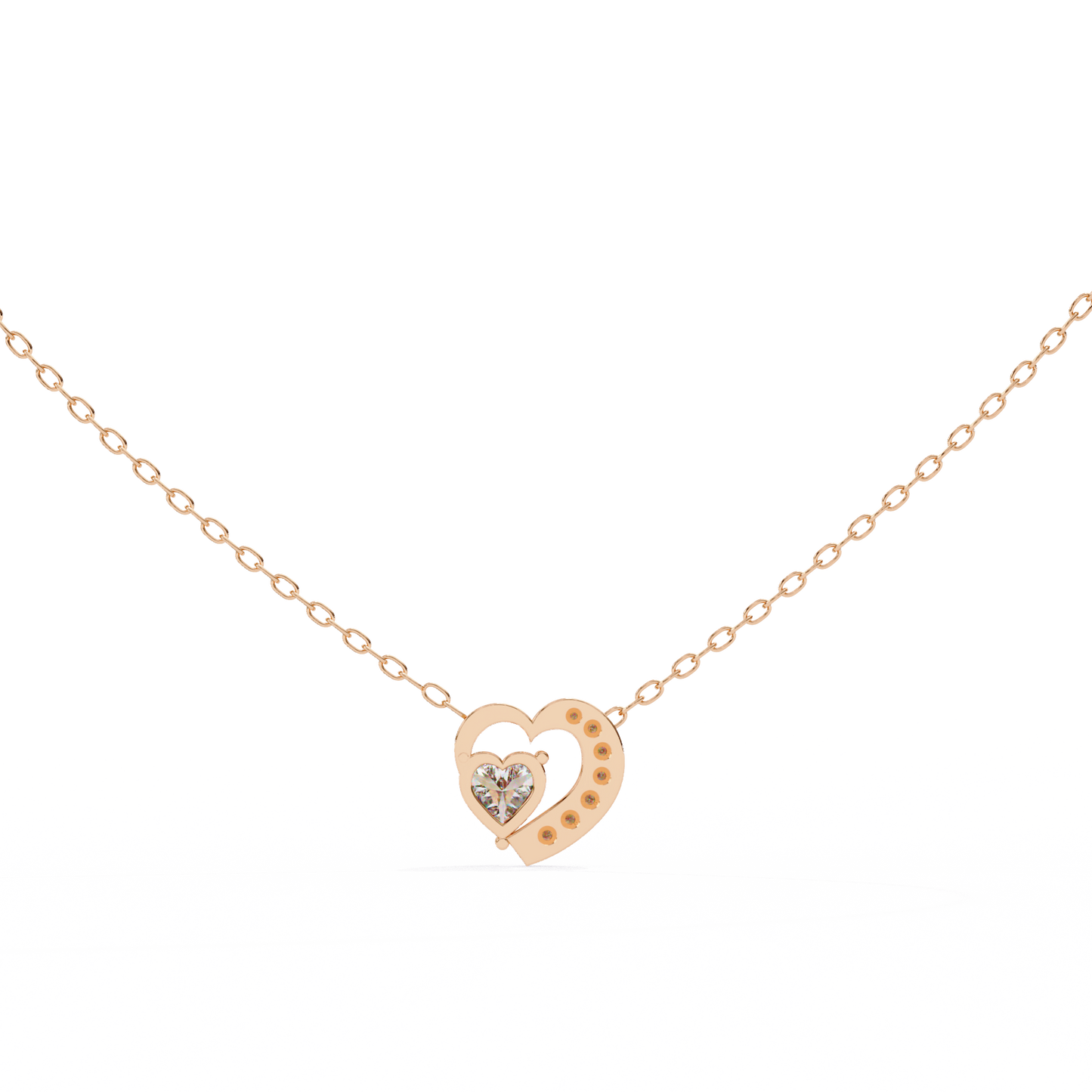Heart-Shaped Diamond Pendant in Two-Tone Gold- 0.89 Ct