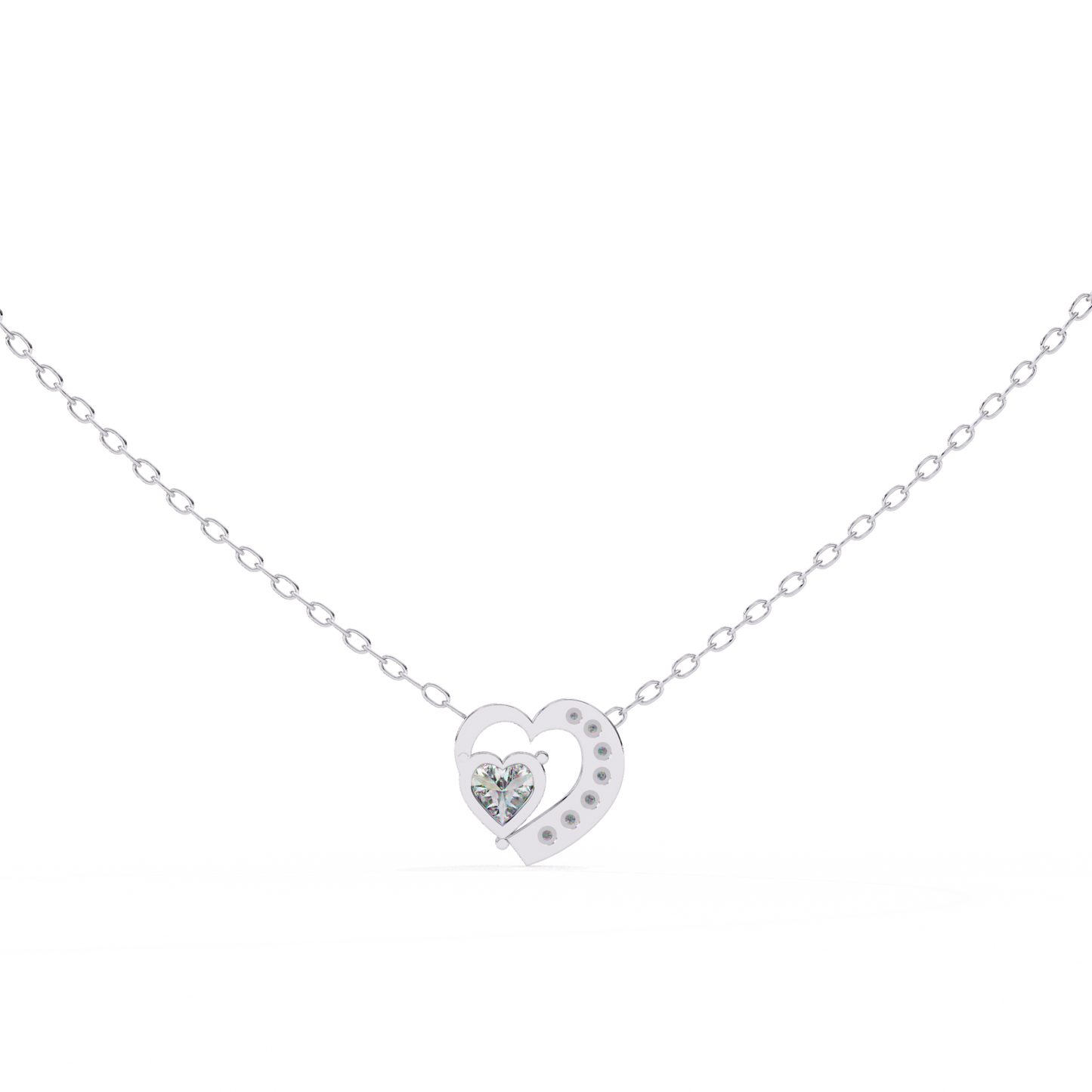 Heart-Shaped Diamond Pendant in Two-Tone Gold- 0.89 Ct