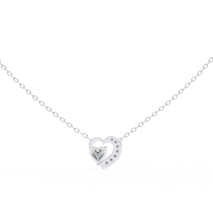 Heart-Shaped Diamond Pendant in Two-Tone Gold- 0.89 Ct