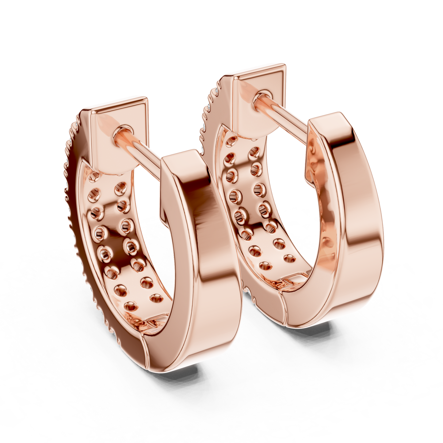 0.4 CTW Yellow Gold Double-Row Diamond Huggie Hoop Earrings