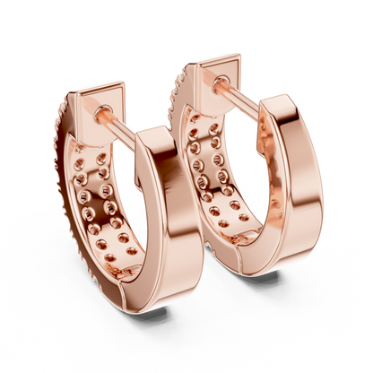 0.4 CTW Yellow Gold Double-Row Diamond Huggie Hoop Earrings