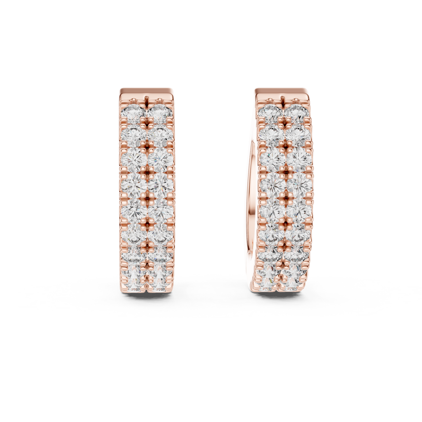 0.4 CTW Yellow Gold Double-Row Diamond Huggie Hoop Earrings