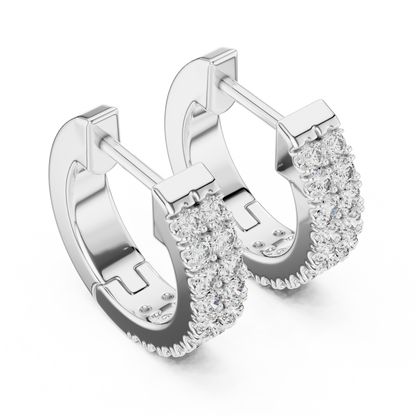 0.4 CTW Yellow Gold Double-Row Diamond Huggie Hoop Earrings