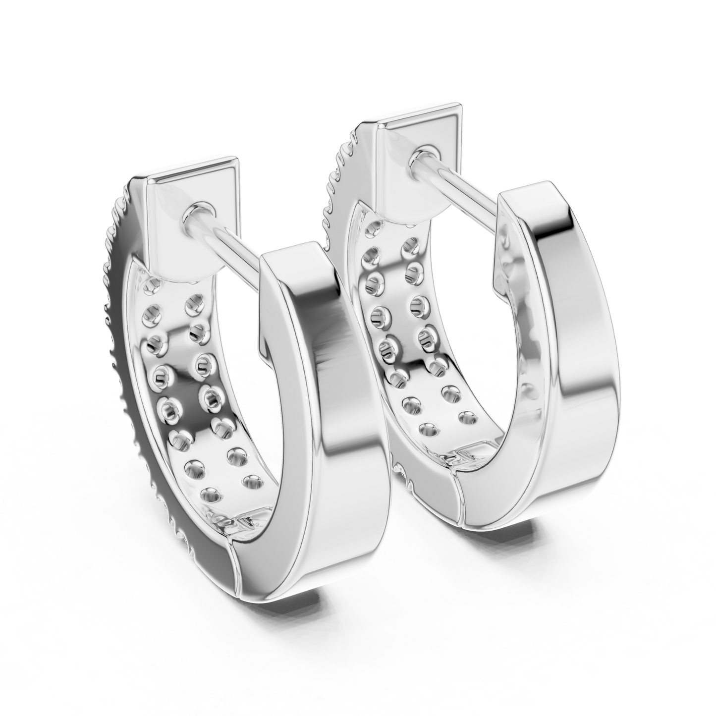 0.4 CTW Yellow Gold Double-Row Diamond Huggie Hoop Earrings