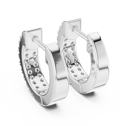 0.4 CTW Yellow Gold Double-Row Diamond Huggie Hoop Earrings