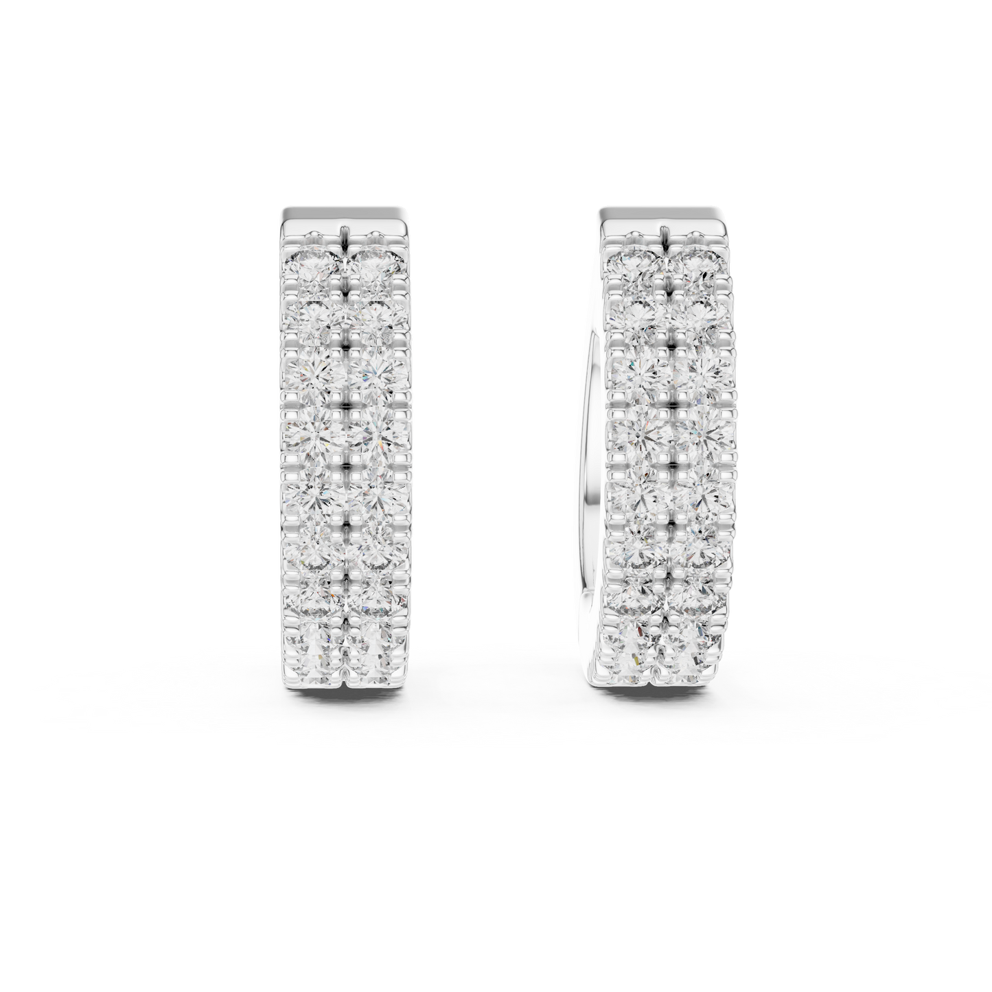 0.4 CTW Yellow Gold Double-Row Diamond Huggie Hoop Earrings