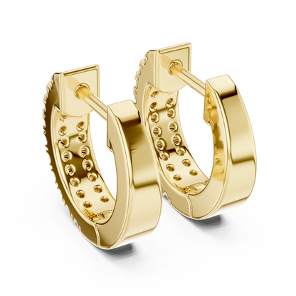 0.4 CTW Yellow Gold Double-Row Diamond Huggie Hoop Earrings