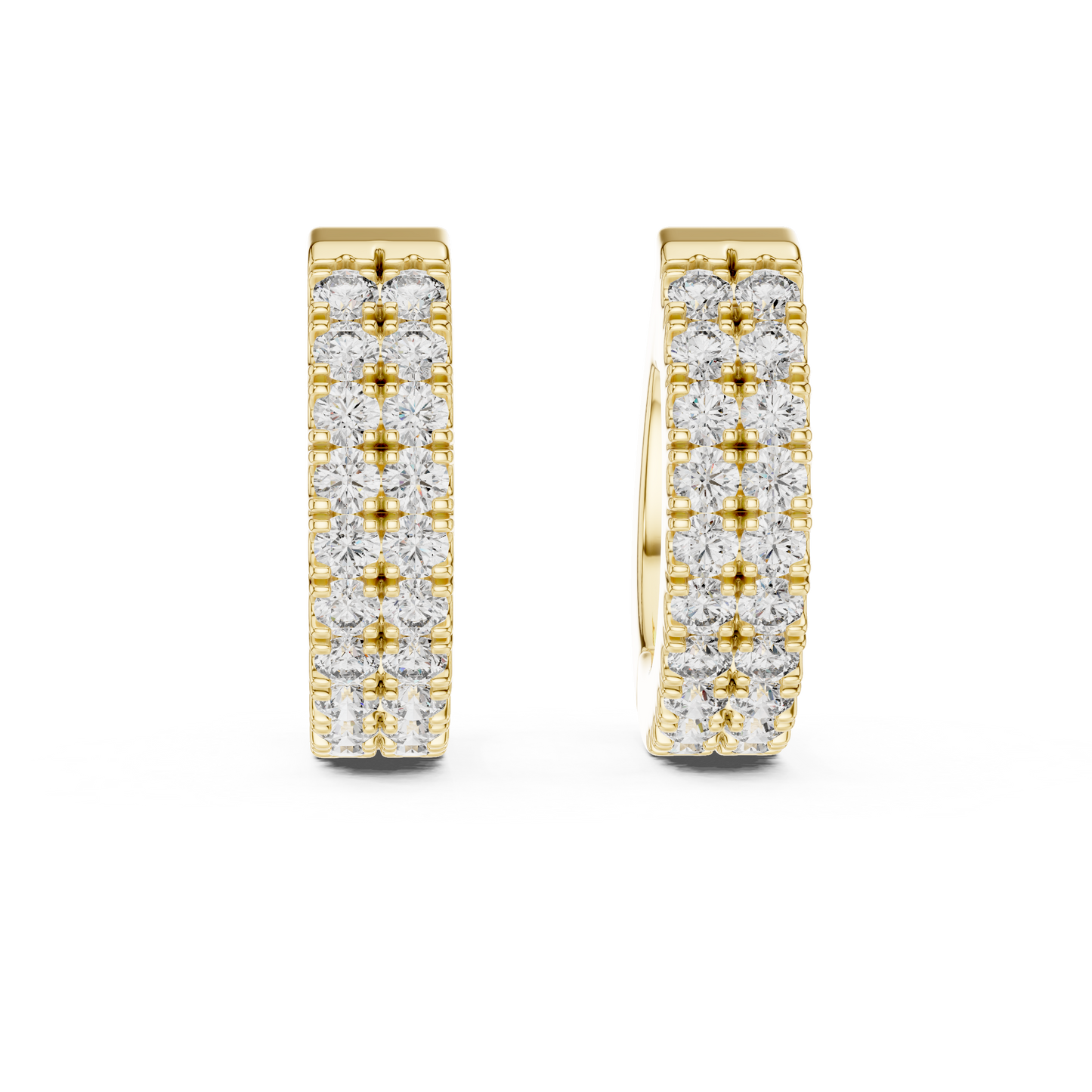 0.4 CTW Yellow Gold Double-Row Diamond Huggie Hoop Earrings