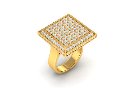 Lumiere Square Pave 1.98 Ct Diamond Gold Ring