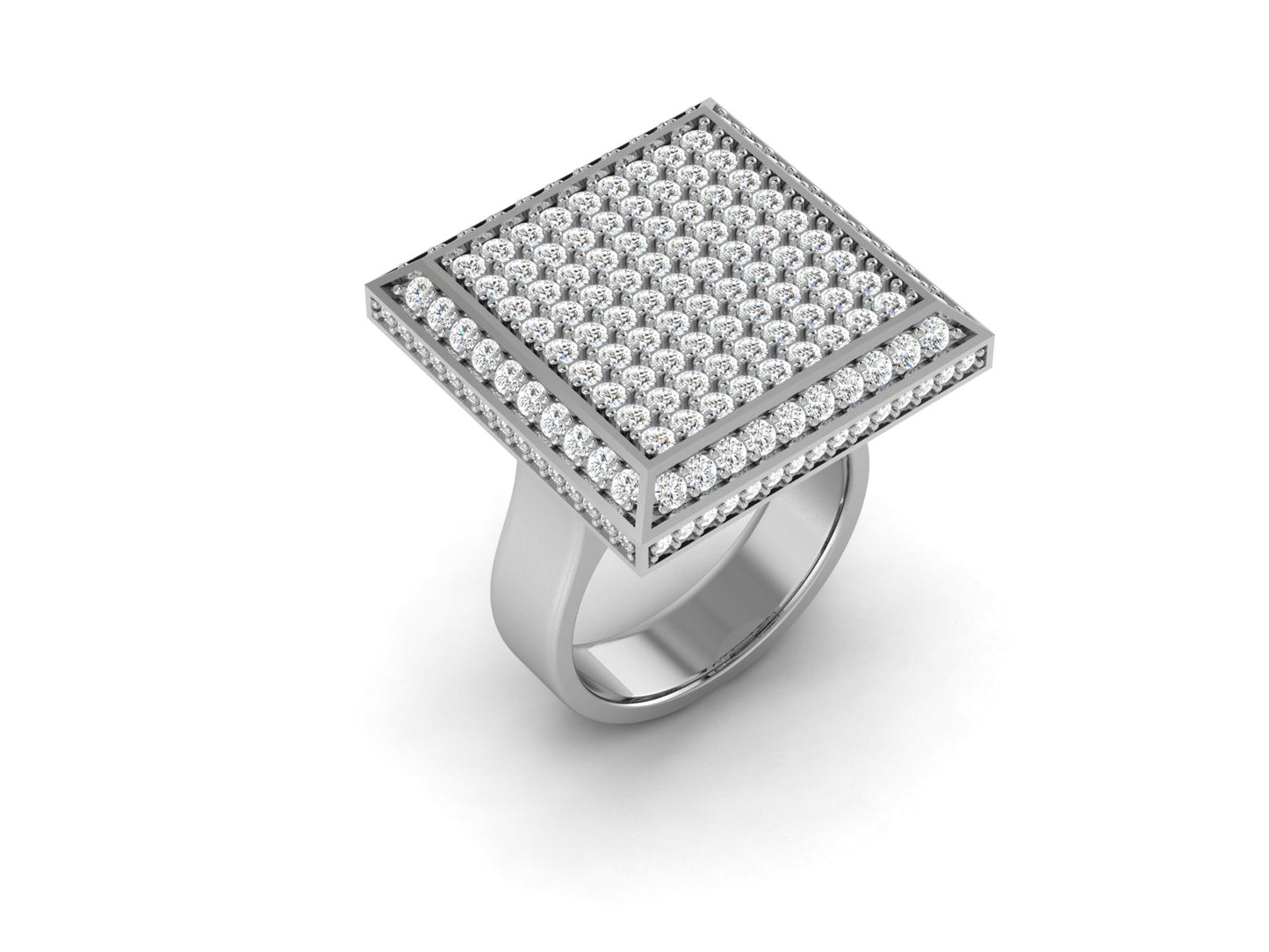 Lumiere Square Pave 1.98 Ct Diamond Gold Ring