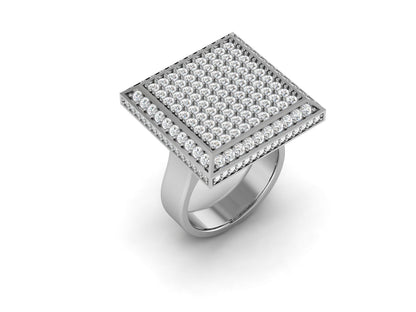 Lumiere Square Pave 1.98 Ct Diamond Gold Ring