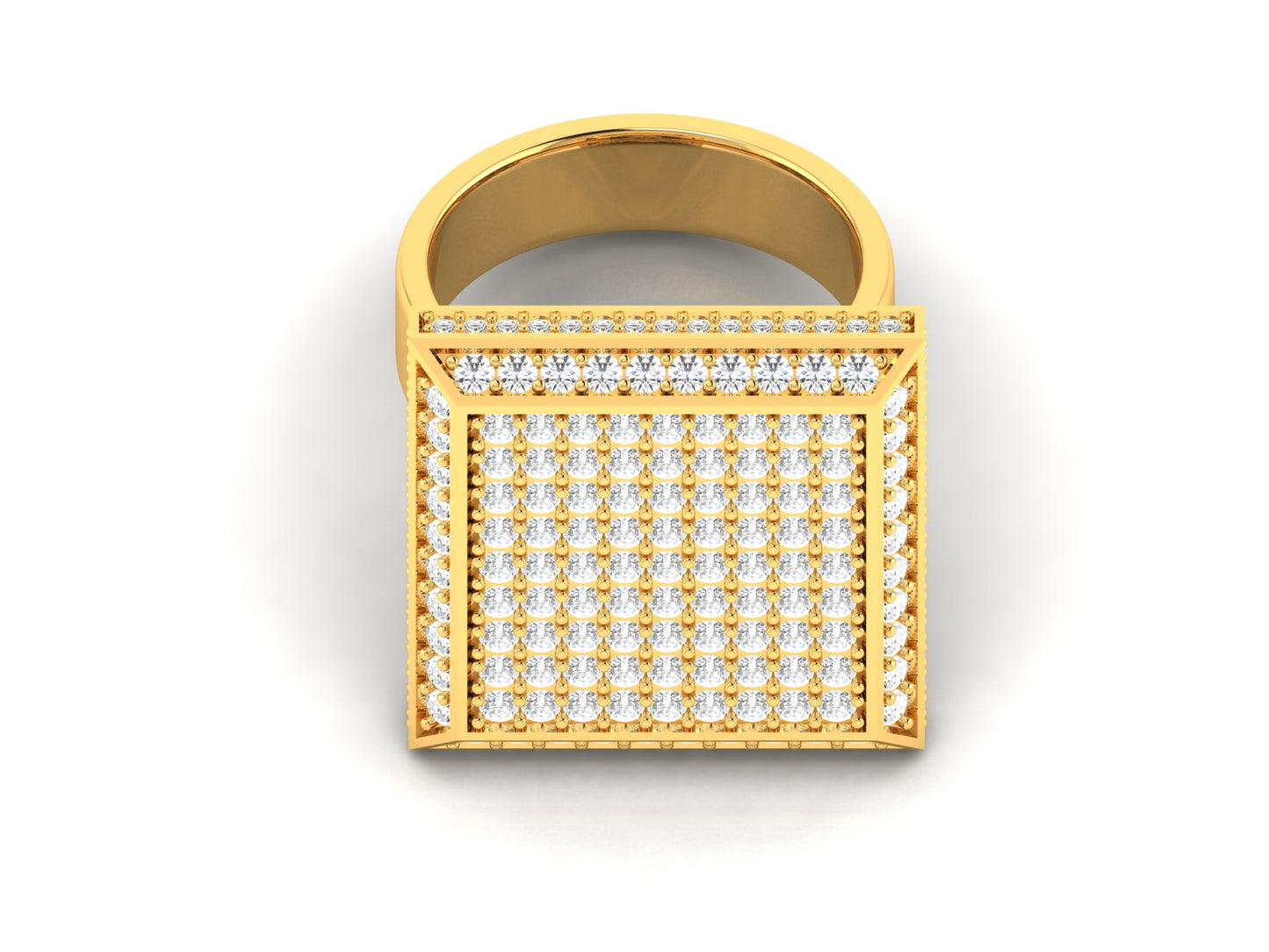 Lumiere Square Pave 1.98 Ct Diamond Gold Ring