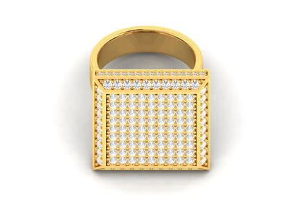 Lumiere Square Pave 1.98 Ct Diamond Gold Ring