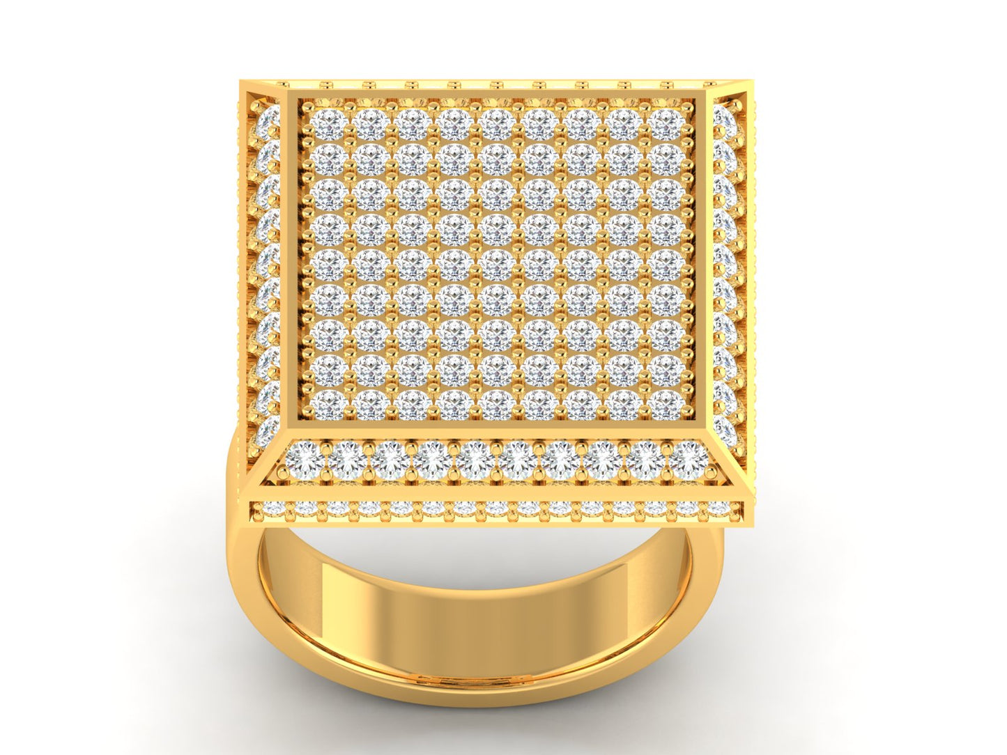Lumiere Square Pave 1.98 Ct Diamond Gold Ring
