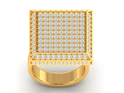 Lumiere Square Pave 1.98 Ct Diamond Gold Ring