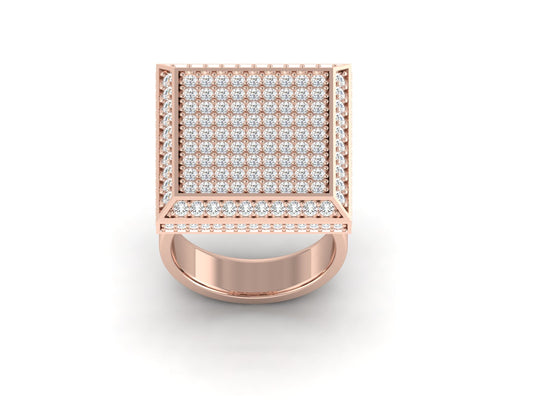 Lumiere Square Pave 1.98 Ct Diamond Gold Ring