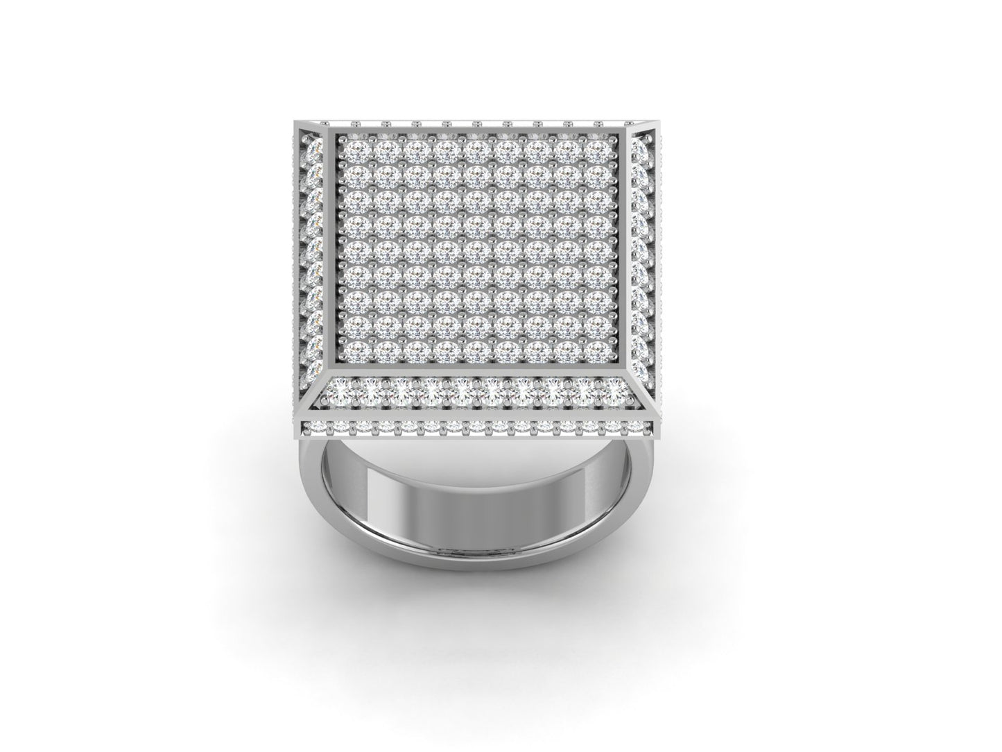 Lumiere Square Pave 1.98 Ct Diamond Gold Ring