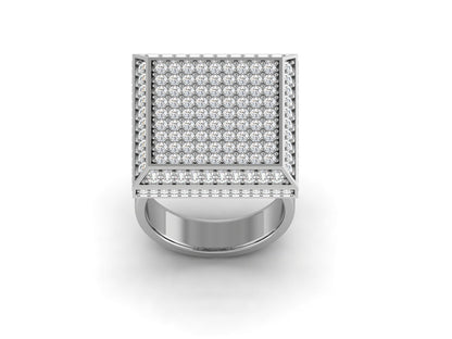 Lumiere Square Pave 1.98 Ct Diamond Gold Ring