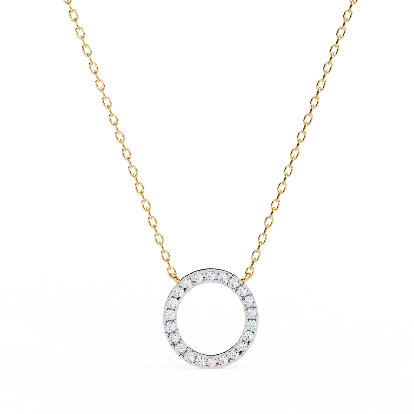 Eternal Radiance – 0.34ct Diamond Circle Pendant in Two-Tone Gold
