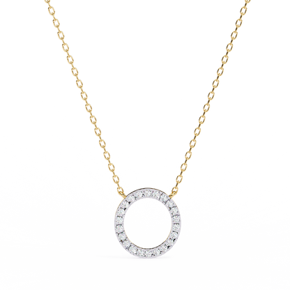 Eternal Radiance – 0.34ct Diamond Circle Pendant in Two-Tone Gold