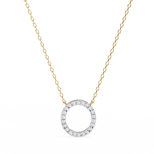 Eternal Radiance – 0.34ct Diamond Circle Pendant in Two-Tone Gold