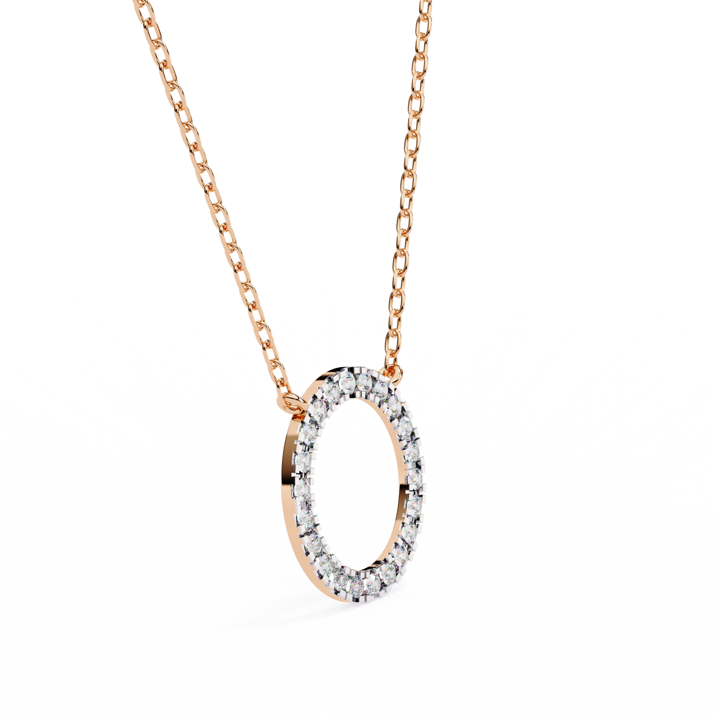 Eternal Radiance – 0.34ct Diamond Circle Pendant in Two-Tone Gold