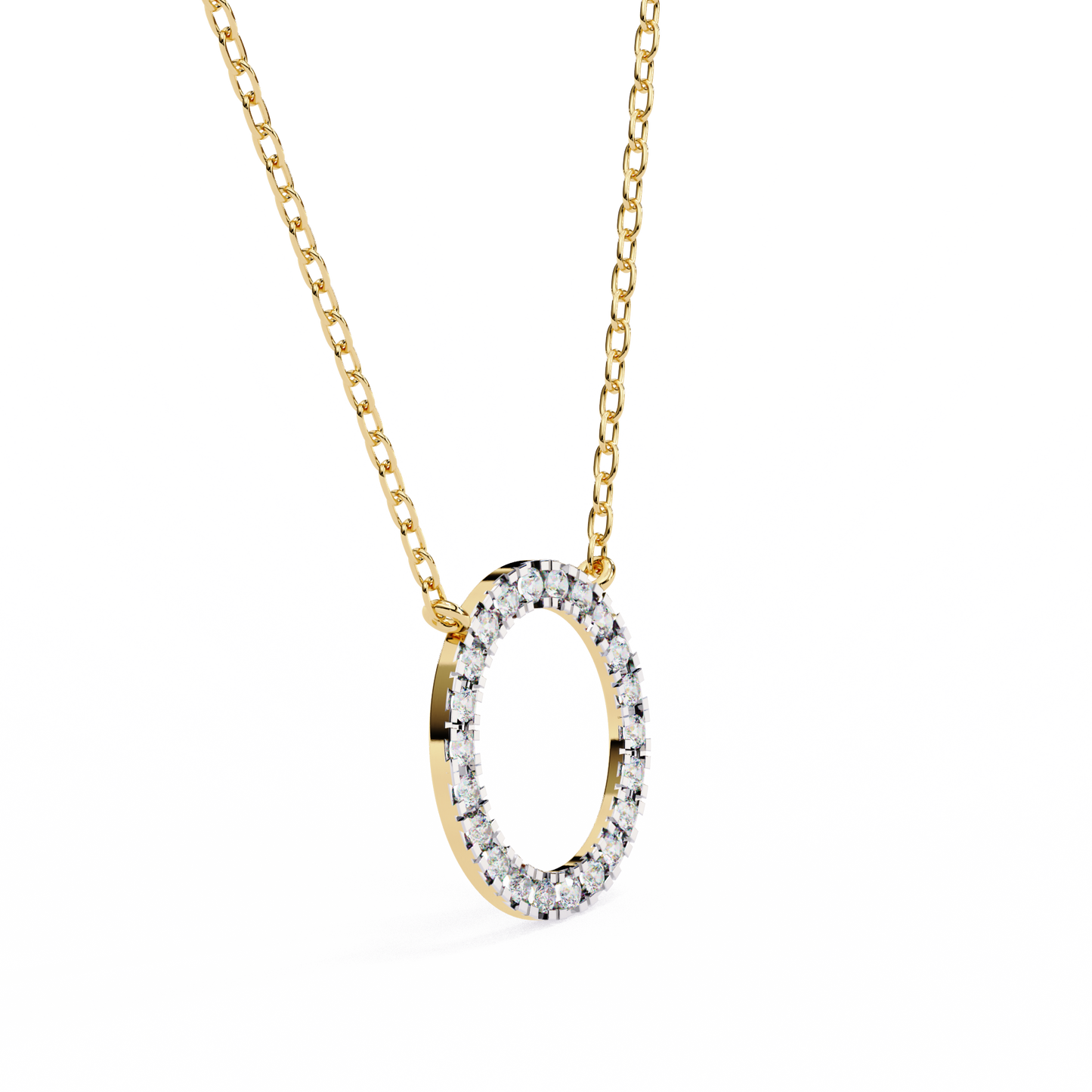 Eternal Radiance – 0.34ct Diamond Circle Pendant in Two-Tone Gold