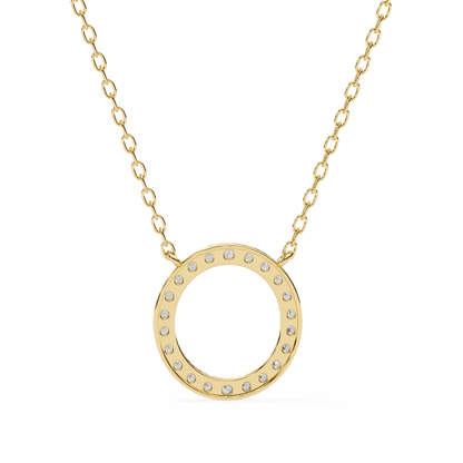 Eternal Radiance – 0.34ct Diamond Circle Pendant in Two-Tone Gold