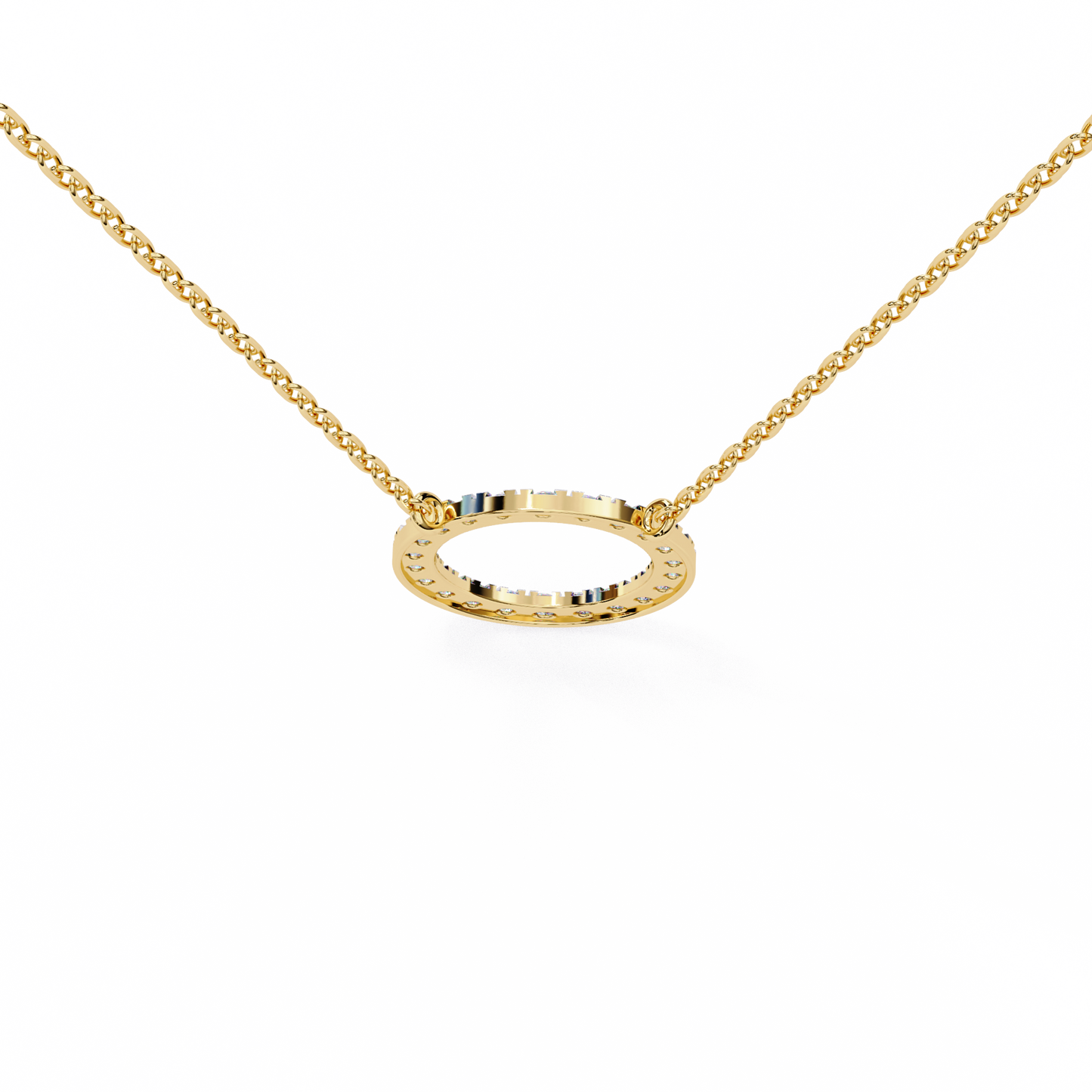 Eternal Radiance – 0.34ct Diamond Circle Pendant in Two-Tone Gold