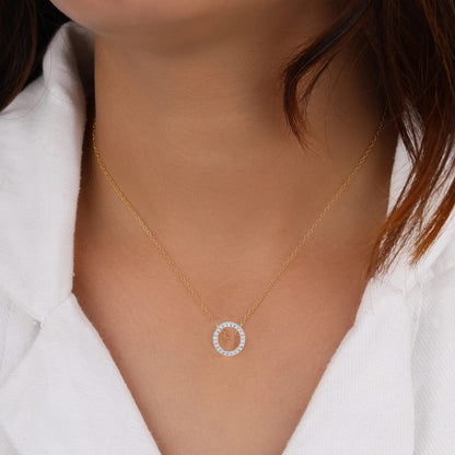 Eternal Radiance – 0.34ct Diamond Circle Pendant in Two-Tone Gold