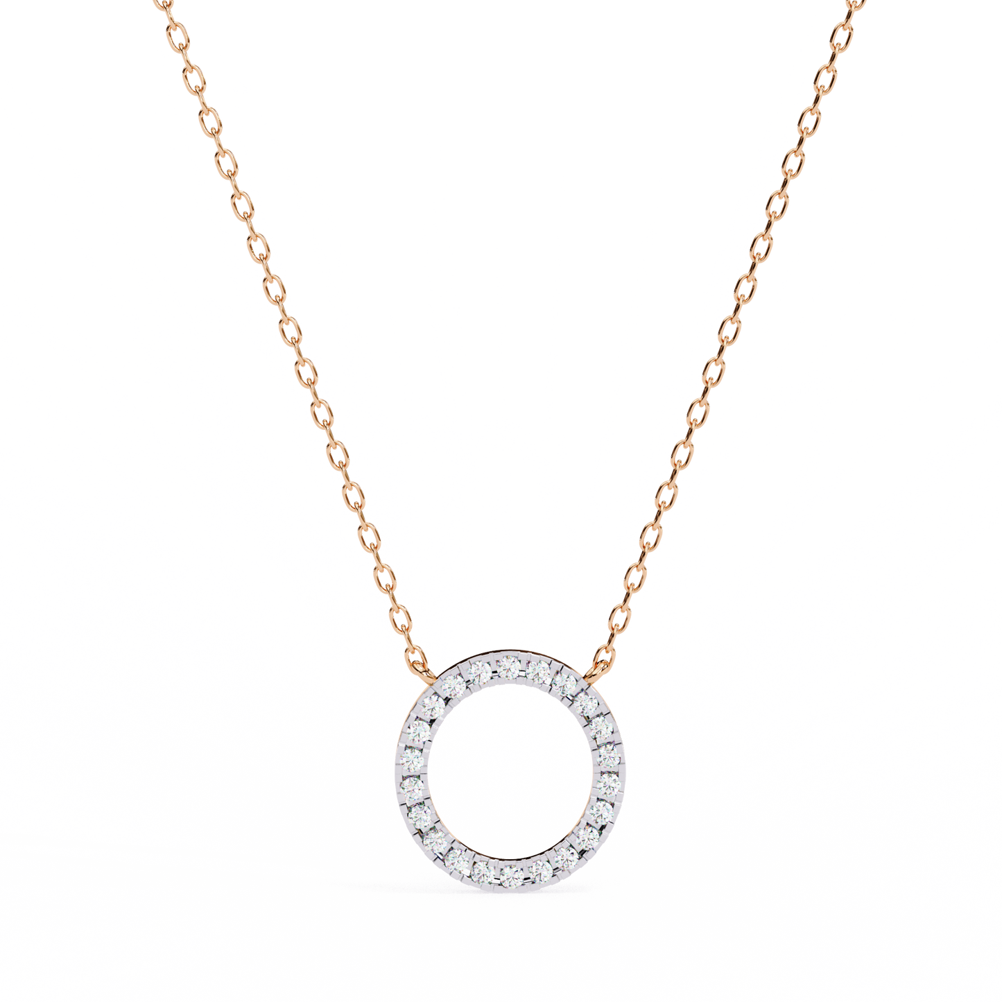 Eternal Radiance – 0.34ct Diamond Circle Pendant in Two-Tone Gold