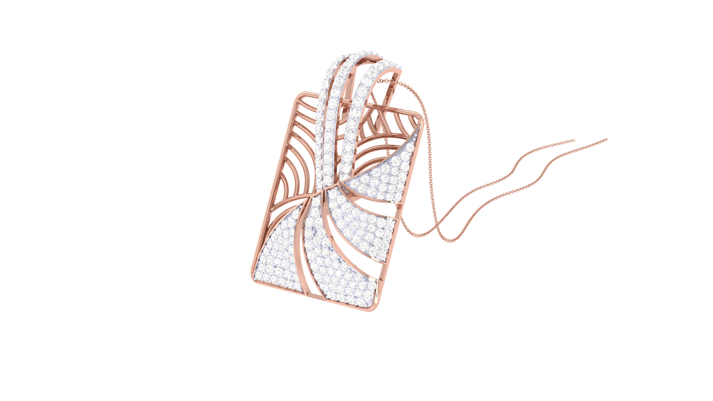 Geometric Radiance Pendant In Gold - 1.24 Ct Pave Set Diamonds