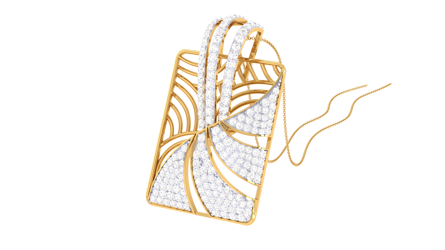 Geometric Radiance Pendant In Gold - 1.24 Ct Pave Set Diamonds