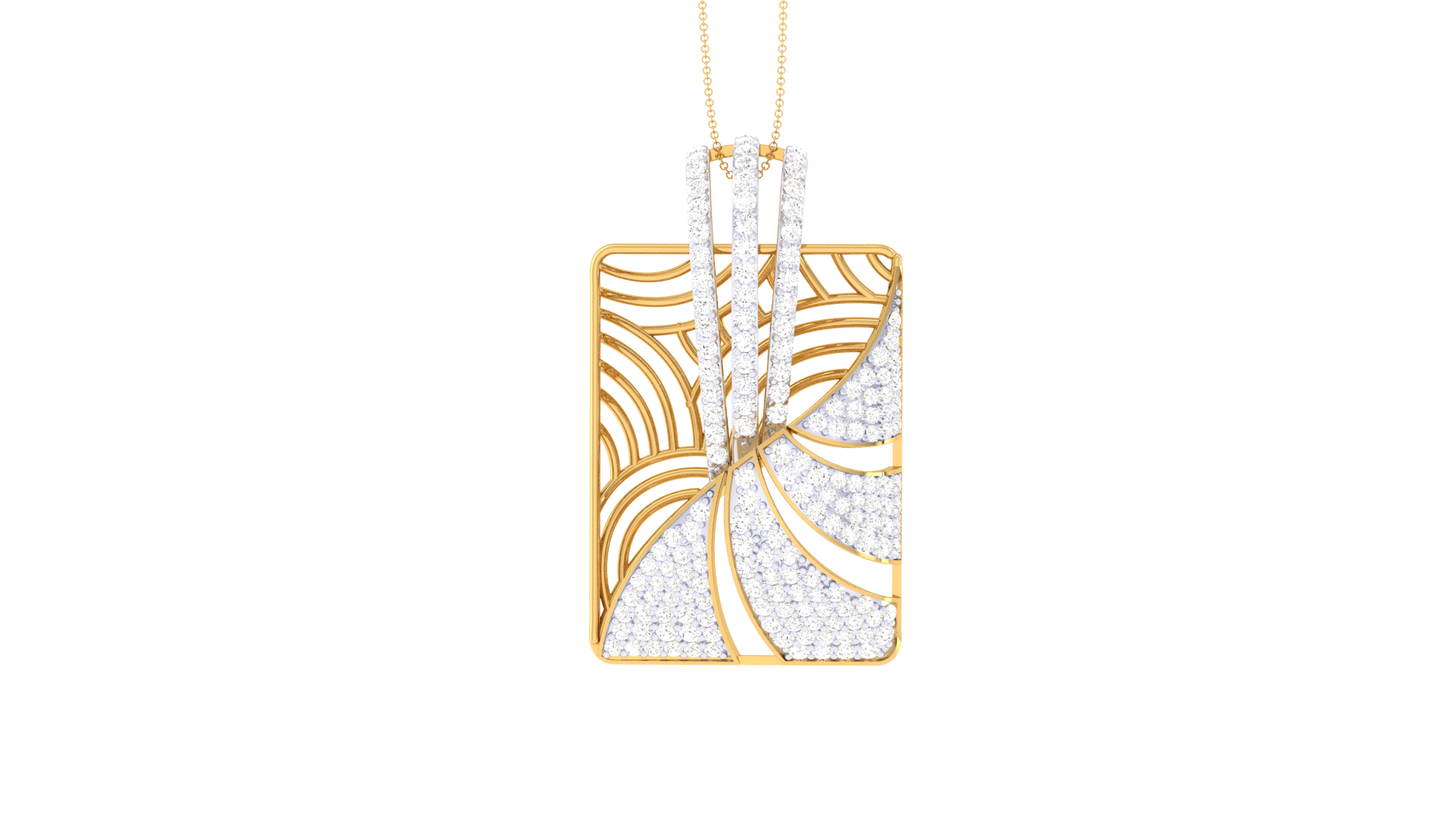 Geometric Radiance Pendant In Gold - 1.24 Ct Pave Set Diamonds