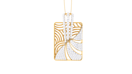 Geometric Radiance Pendant In Gold - 1.24 Ct Pave Set Diamonds